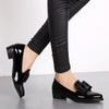 Patent Leather Bow Loafers - Women's Pointed Toe Flats