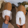 Pantoufles d'intérieur confortables en fourrure d'hiver, chaussures de maison confortables à bout