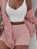 3 Piece Fluffy Outfits Plush Sexy Backless Fleece