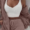 3 Piece Fluffy Outfits Plush Sexy Backless Fleece