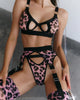 Sensual Leopard Lingerie With Stocking Cut Out Bra