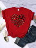 Camiseta de moda casual para mujer con corazón roto de leopardo