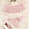 Floral Off-Shoulder Bralette and Ruffle Underwear Set - Sensual Lingerie
