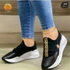 Platform Leather Patchwork Women's Sneakers - Casual Outdoor Vulcanized Shoes