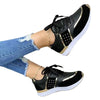 Leather Patchwork Lace-Up Women's Running Sneakers - Casual Vulcanized Shoes