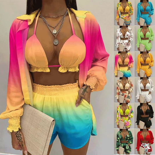 Summer 3 Piece Set Outfits Women Sexy Beach Style